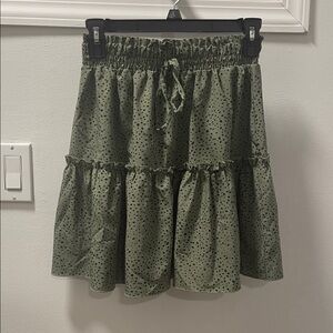 SHEIN Olive Green A-Line Skirt with Black Dots